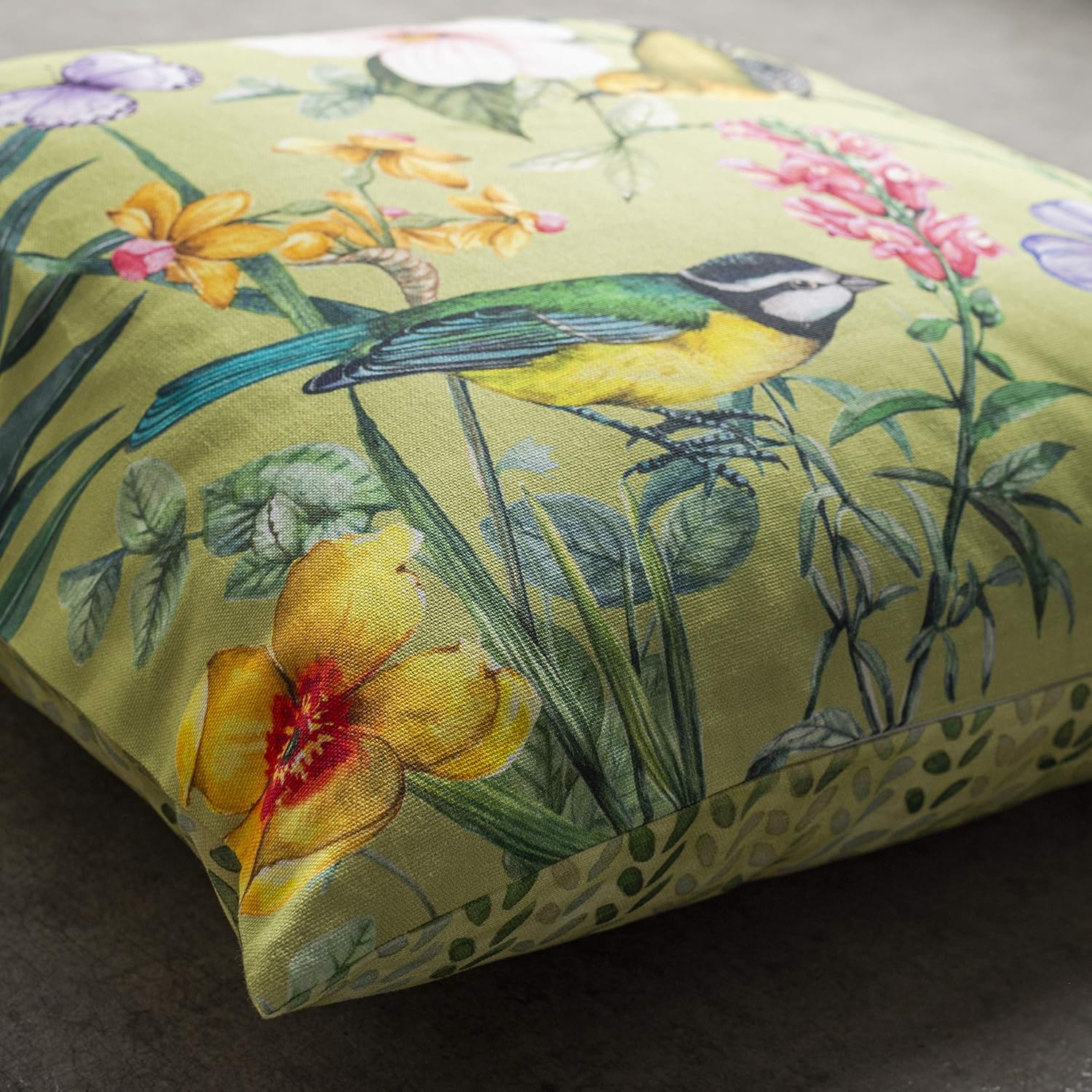 Maison d' Hermine Decorative Pillow Covers 20 x 20 inch Square 100% Cotton Throw Pillow Covers with Invisible Zipper for Living Room Couch Chair Sofas Gifts for Mothers Day - Hesperides - Oiseaux