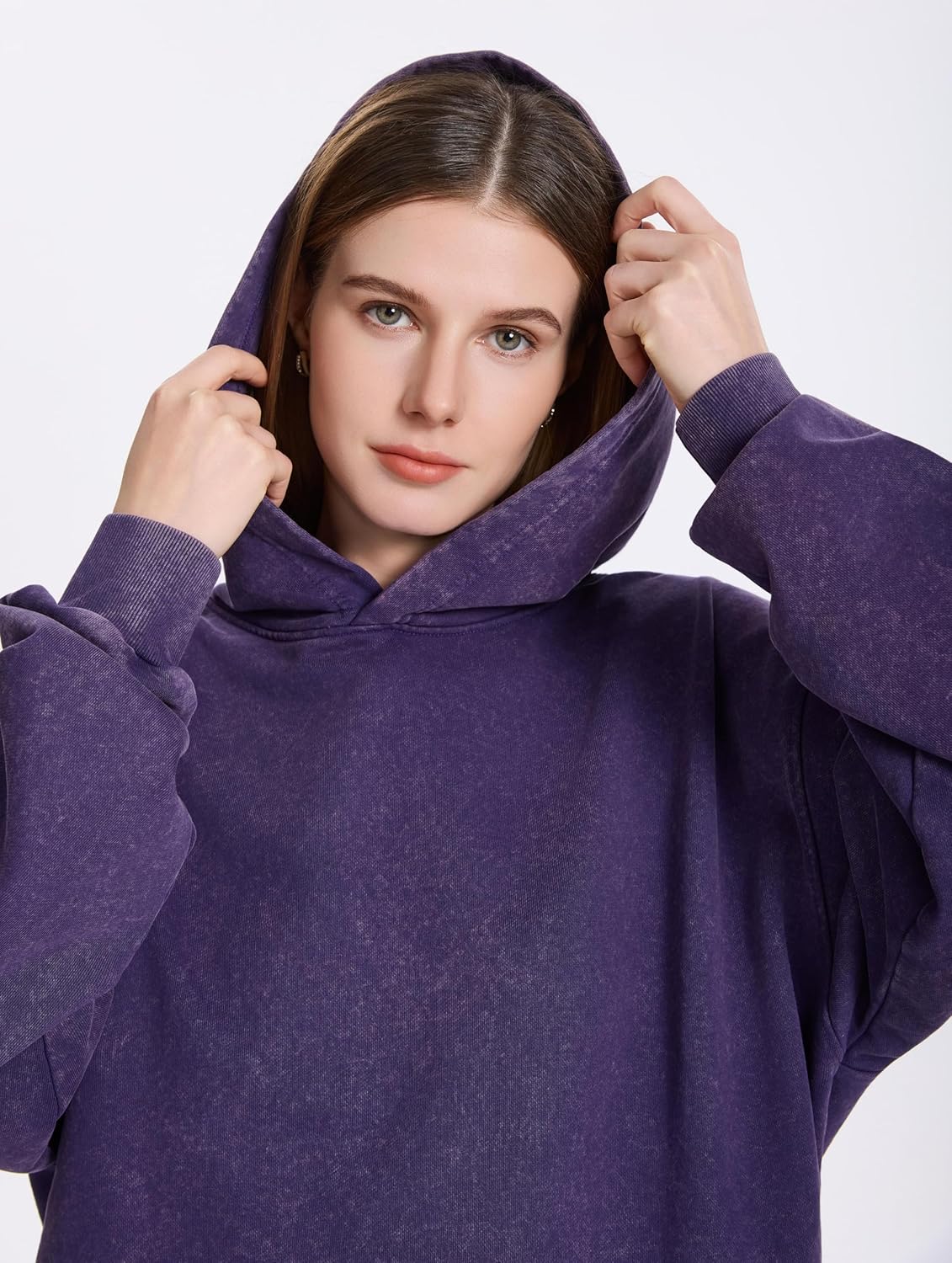 Womens Vintage Oversized Hoodie Acid Wash Heavyweight Cotton Sweatshirt Unisex Couples Men Baggy Pullover Hoodie - Image 6