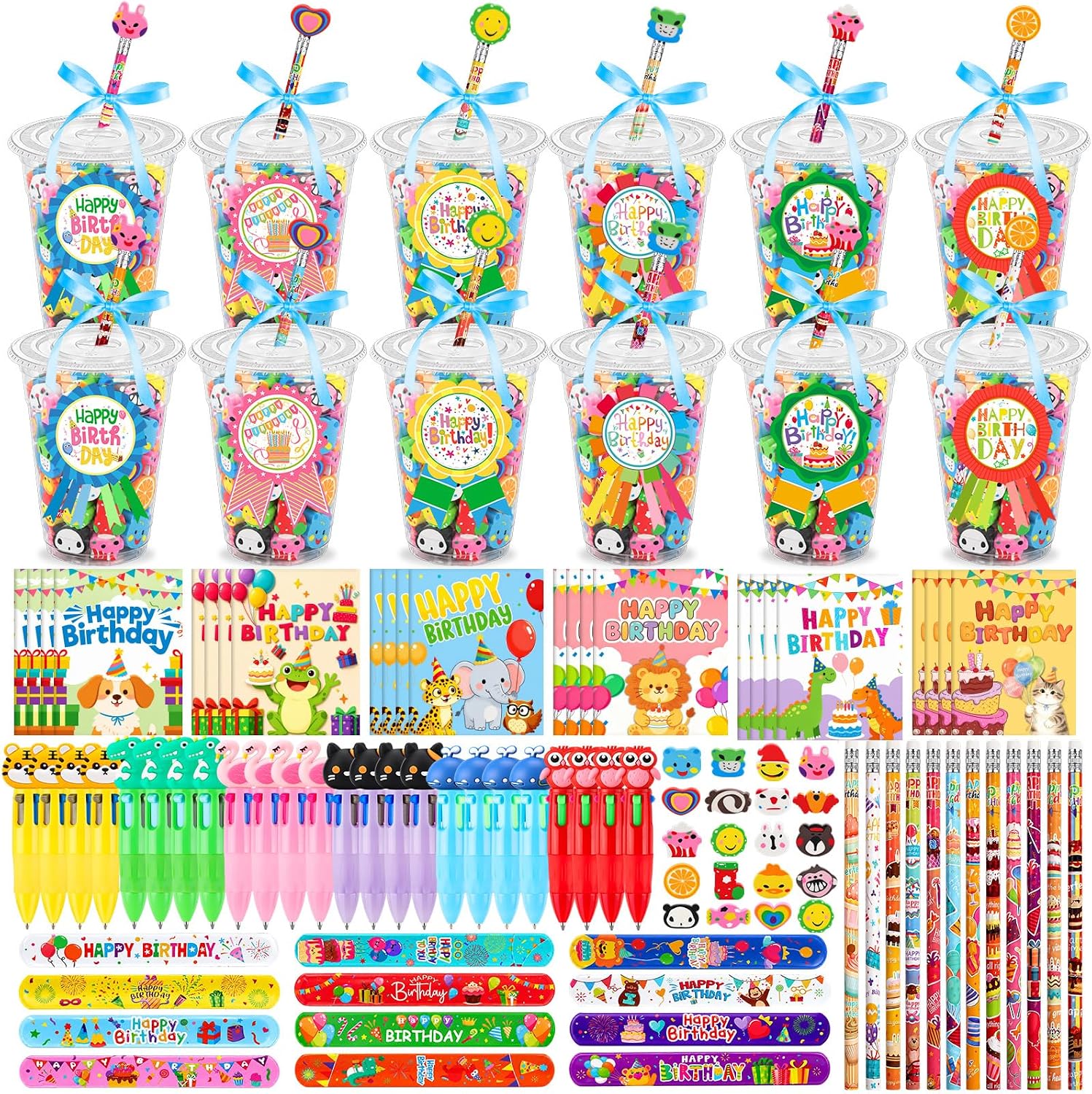 24Set Classroom Birthday Gifts for Students from Teacher | Mini Notebooks with Multicolor Pens Sticky Notes Pencils Bags Return Gifts for Classroom Students Kids Class Reward