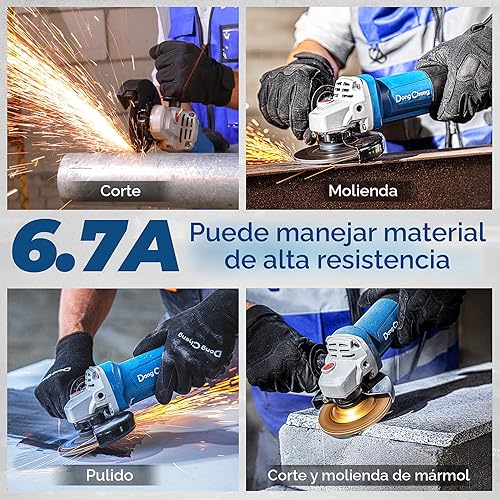 Miniatura 8 de DongCheng - Amoladora angular de 4-1/2 pulgadas, interruptor de paleta de 6.7 amperios, 11800 rpm, herramientas eléctricas con ruedas de corte y