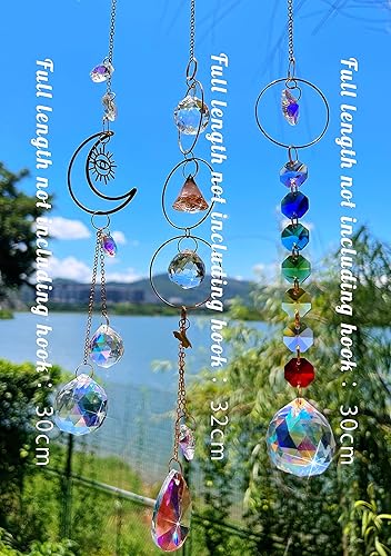 Miniatura 7 de O'la Myth Atrapasoles de cristal colgante, fabricante de arco iris, pirámide de cristal de orgón, cristales de colores, prismas de vidrio para