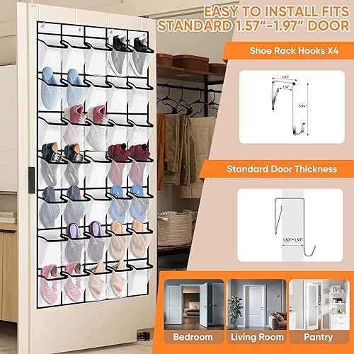 Miniatura 3 de Organizador de zapatos para colgar sobre la puerta, organizador de 35 zapatos para colgar sobre la puerta, organizador de almacenamiento para detrás