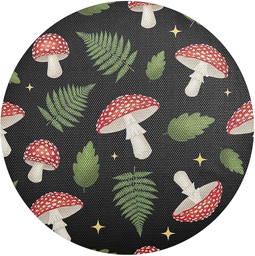 Red White Mushrooms Place Mats, Heat Resistant Non Slip Dinner Placemats Round for Kitchen one sizex6