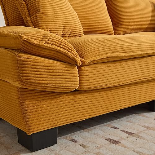 Miniatura 6 de Sofá biplaza extragrande de 84 pulgadas, asiento profundo de pana, sofá biplaza con almohadas, moderno y tapizado, cómodos sofás para sala de estar,