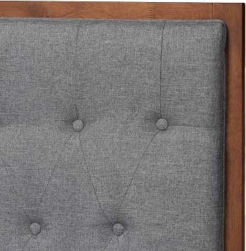 Baxton Studio Bryn Bed (Platform), King, Grey/Walnut Brown
