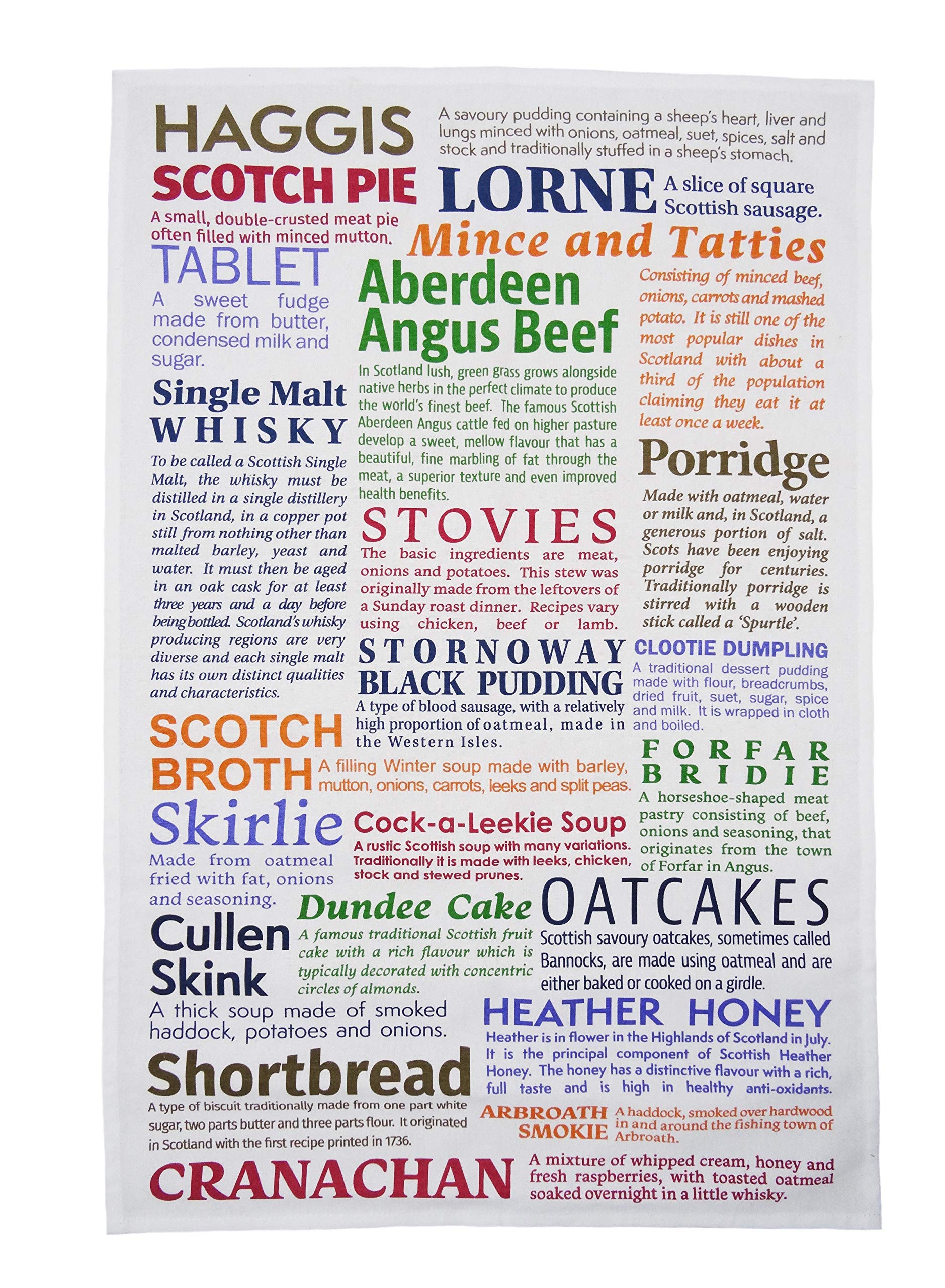 Highland Tweed Multi 100% Cotton Scottish Delicacies Tea Towel Tt0801