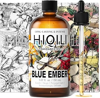 HIQILI Blue Ember Fragrance Oil for DIY Perfume, Body Wash & Candle Making, Long-Lasting Scents for Skin & Hair Care Products, Gifts - 5.07 Fl Oz