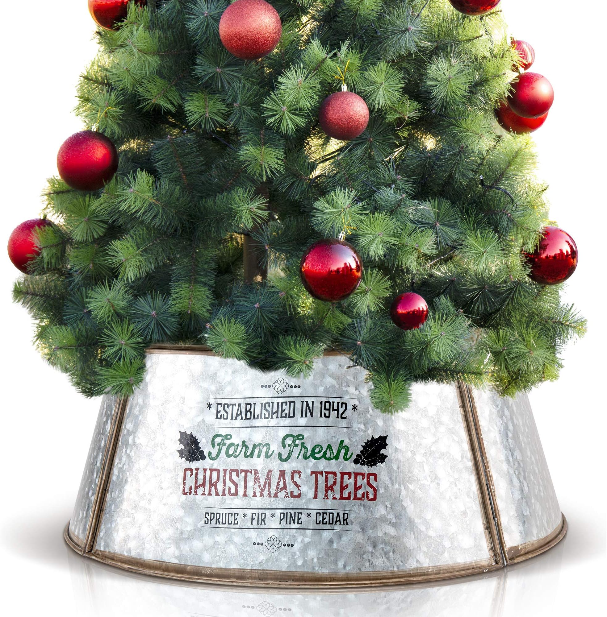 KIBAGA Farmhouse Christmas Tree Collar Authentic Easy Set Up 23" Tree Ring for