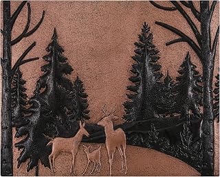 Kitchen Backsplash, Forest Scene with Deer Family Copper Backsplash, Custom Copper Backsplash Panel, Handmade Copper Backsplash Tile, Indoor Outdoor Wall Decor (Copper&Black)