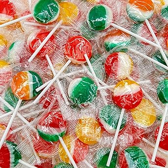 Fruit Lollipops, Hard Candy Individually Wrapped, 80 Count, 2 Lb Bag | Candy for Goodie Bags, Party Favors, Flat Suckers