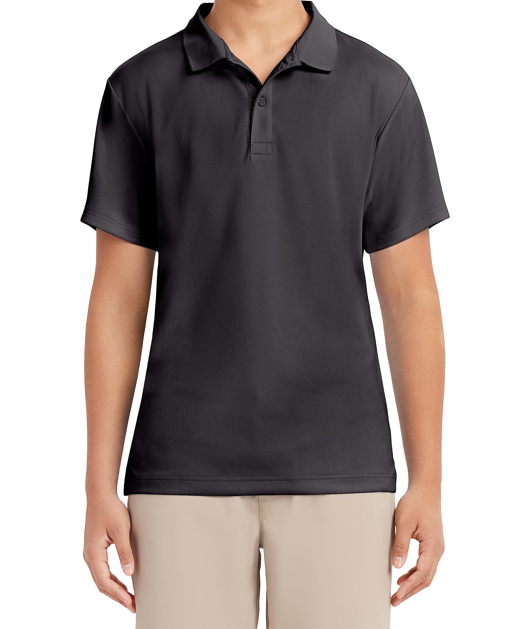 Nautica Men's Short Sleeve Uniform Performance Polo Shirt, Charcoal, Small 34/35