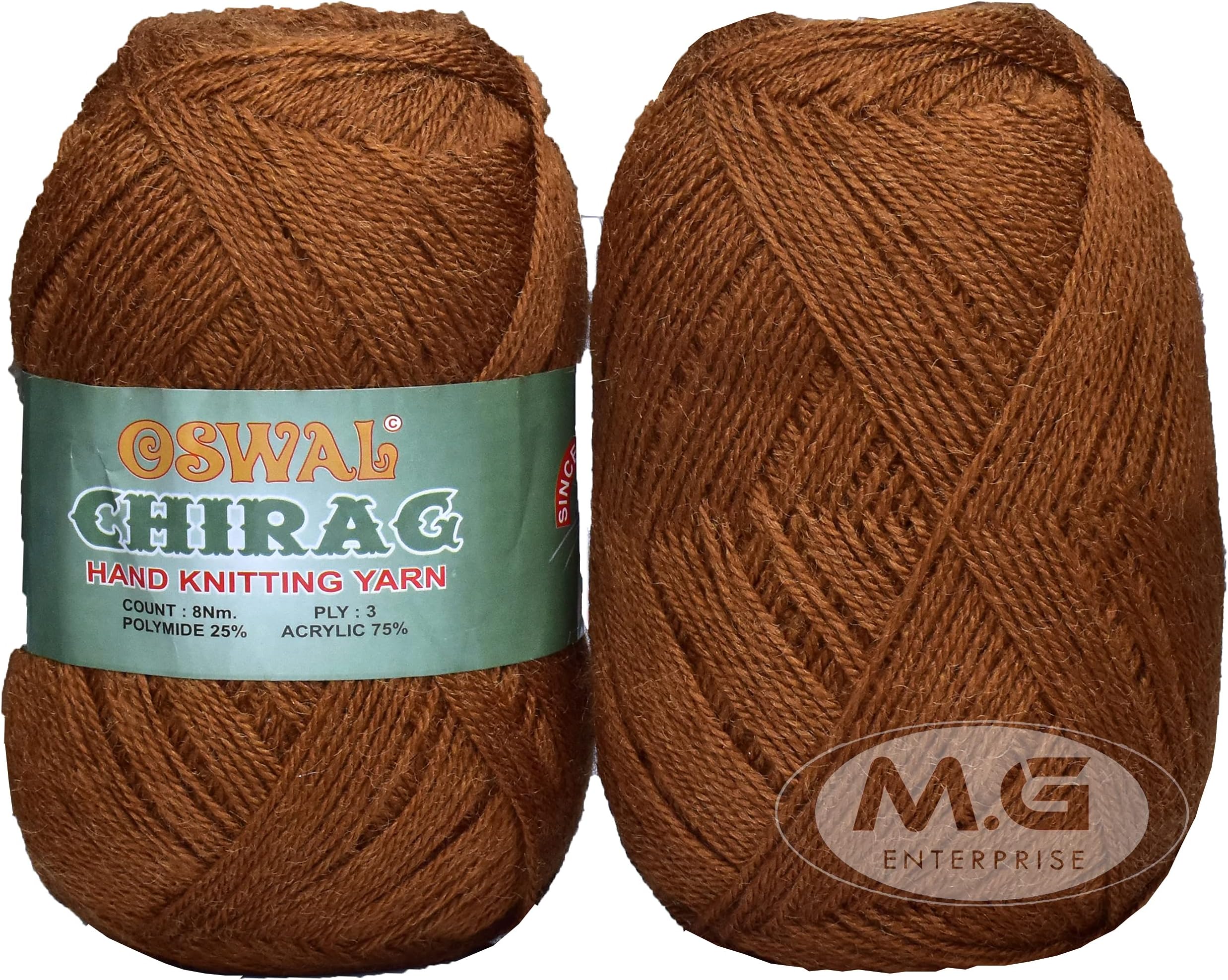 M.G ENTERPRISE Os wal Chirag Chocalate Brown (600 gm) Wool Ball Hand Knitting Wool/Art Craft Soft Fingering Crochet Hook Yarn, Needle Knitting Yarn Thread dye MNOO