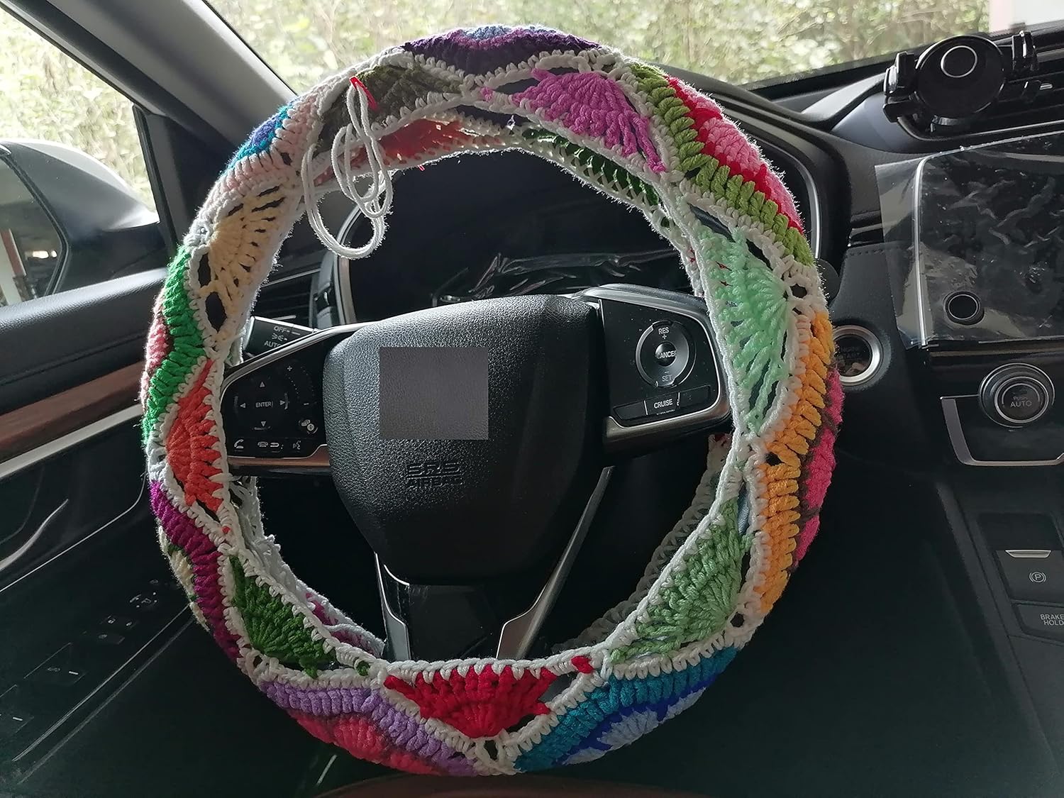 YDM Crochet Steering Wheel Cover,Sunflower Crochet Steering Wheel Cover,Galsang Flower Steering Wheel Cover for Women & Girl (Steering Wheel Cover) - Image 3