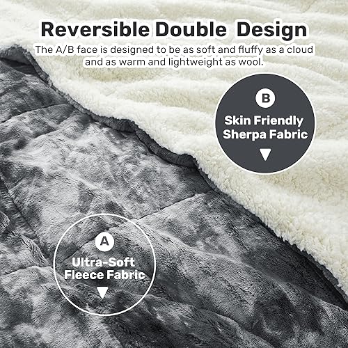 Miniatura 3 de UNIKOME Juego de edredón Queen  Juego de edredón de 3 piezas de forro polar sherpa ultrasuave, juego de ropa de cama de invierno de felpa mullida y