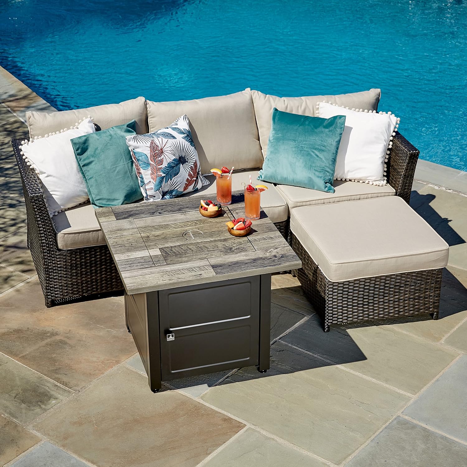 Endless Summer, The Carson, 30" Square Outdoor Propane Gas Fire Pit : Patio, Lawn & Garden