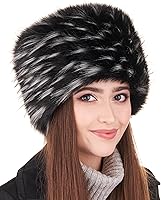 Vista 26 de Futrzane Sombrero clásico cosaco - Sombreros de piel sintética para mujer - Sombrero ruso peludo cálido negro (Black Classic)