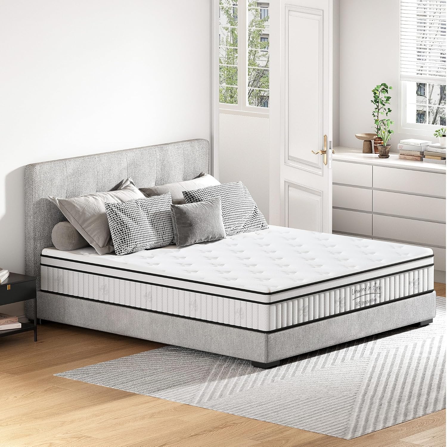 King Size Mattress,12 Inch Hybrid Mattress, Individually Pocketed Innerspring, Medium Firm with Comfort Foam for Pressure Relief & Cool Fresh Sleep, 80" x 76" (King+12 Inch)