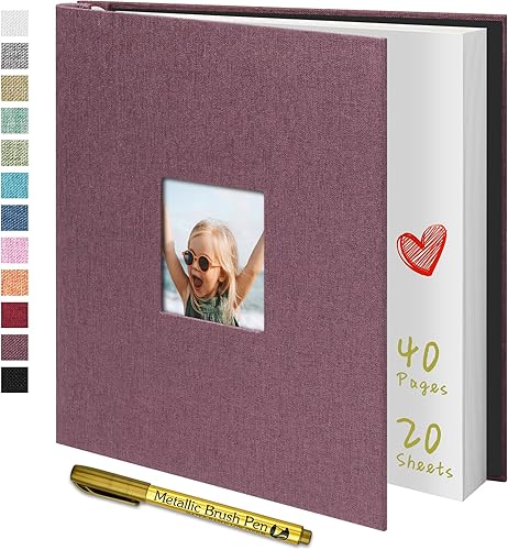 Álbum de fotos autoadhesivo con espacio de escritura para fotos de 4 x 6, 5 x 7, 8 x 10 pulgadas, álbum de recortes, tapa dura de lino, color