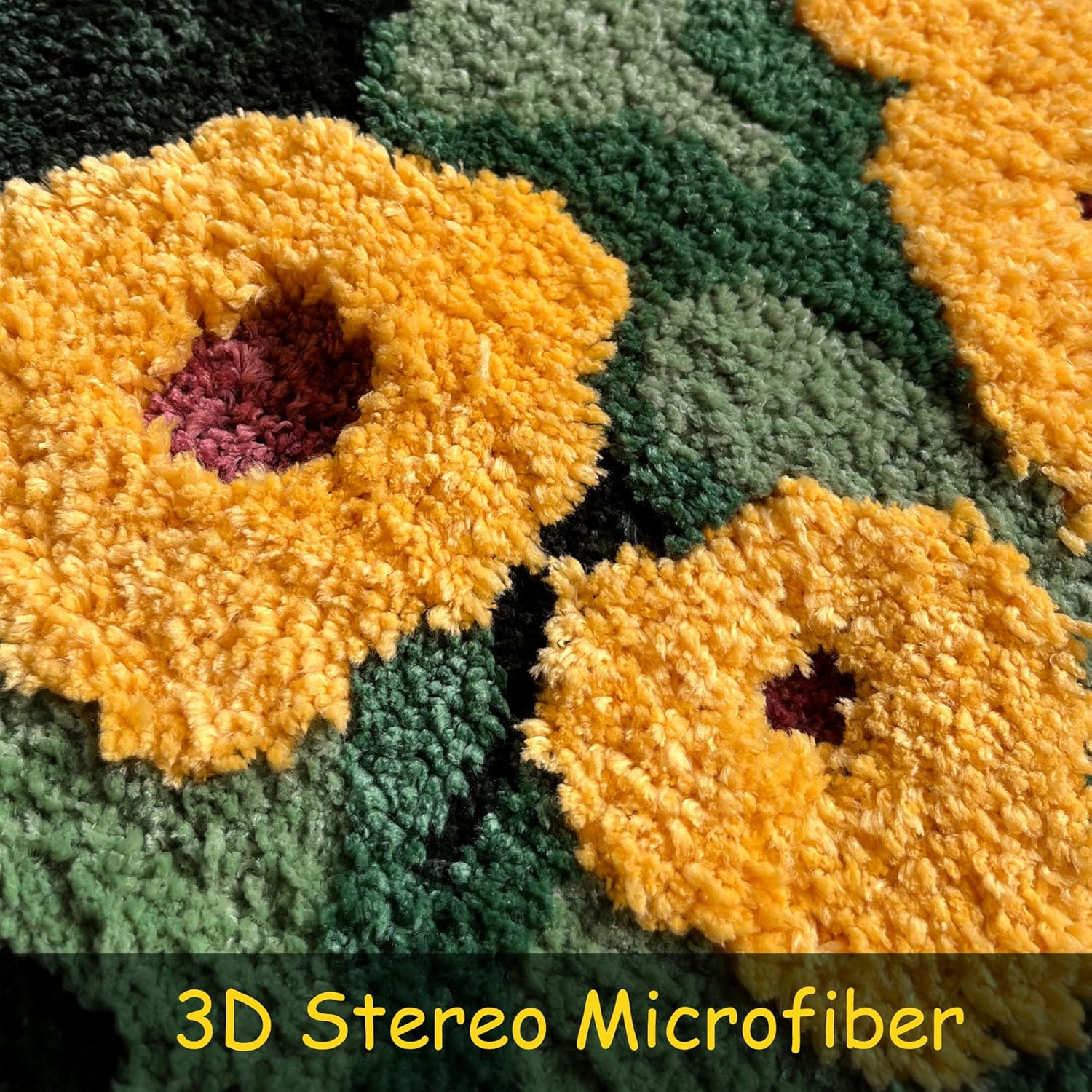 35"×60" Soft Shag 3D Stereo Flower Tufted Moss Rug for Kids Bedroom Livingroom Cute Green Beside Door Mat Non Slip Washable Bathroom Rugs for Bathroom Home Decor Indoor Doormat Shower Mat