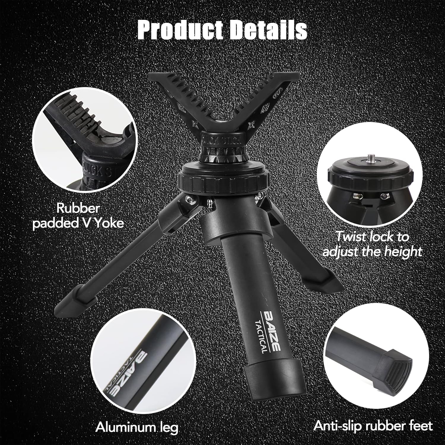 Set of 2 Baize Tactical Compact Rapid Shooting Rest Hunting Tripod Adjustable Height Rifle Shooting Tripod 360° Rotation V Yoke Holder, for Target Shooting, Hunting and Outdoors : Sports & Outdoors