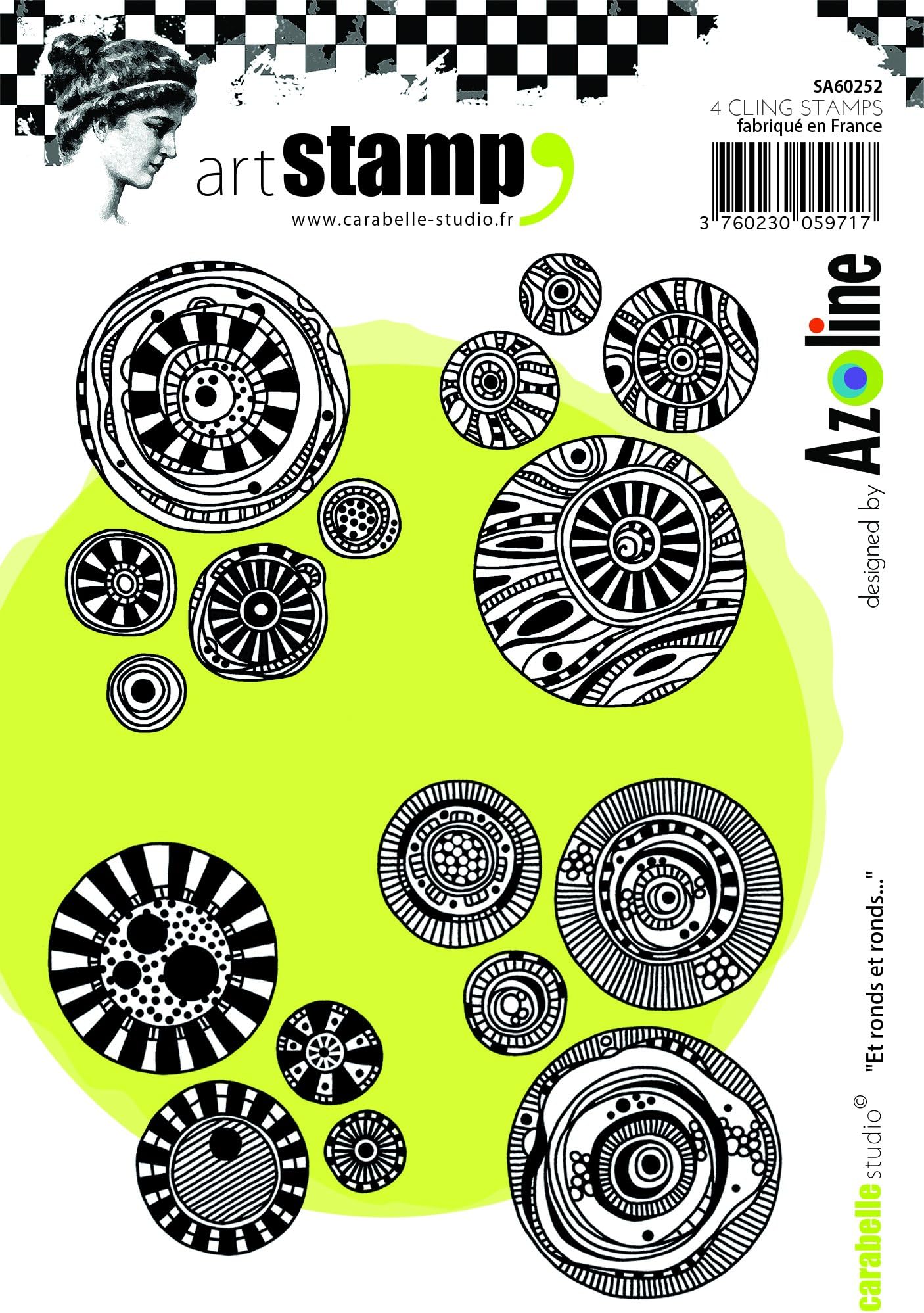 Carabelle Studio A6 Cling Stamp Round… by Azoline, Rubber, White/Transparent
