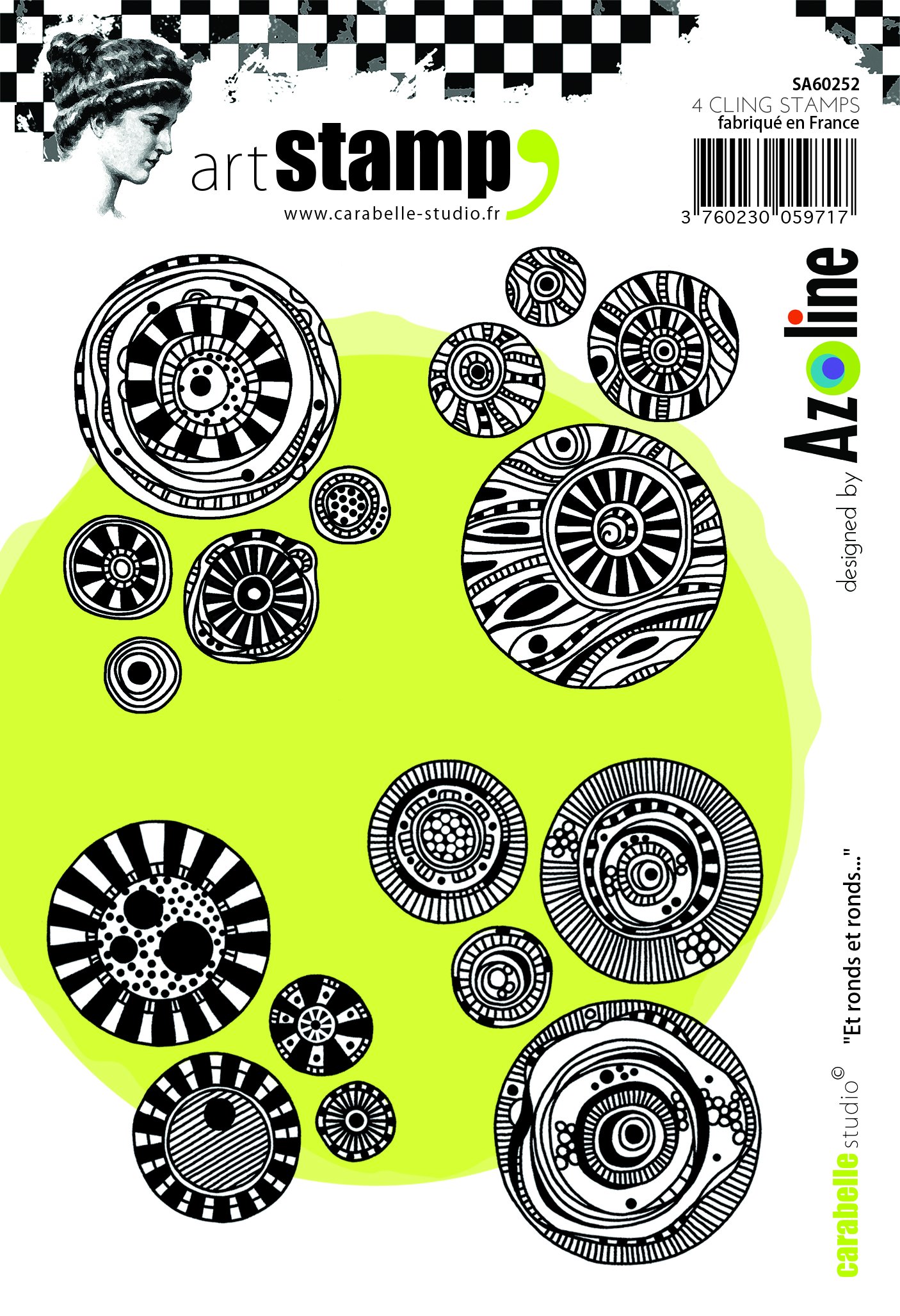 Carabelle Studio A6 Cling Stamp Round… by Azoline, Rubber, White/Transparent