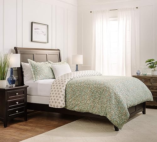 Miniatura 3 de Chanasya Juego de funda de edredón prémium de damasco salvia, funda de edredón (90 x 90 pulgadas) y 1 funda de almohada (20 x 26 pulgadas), juego de