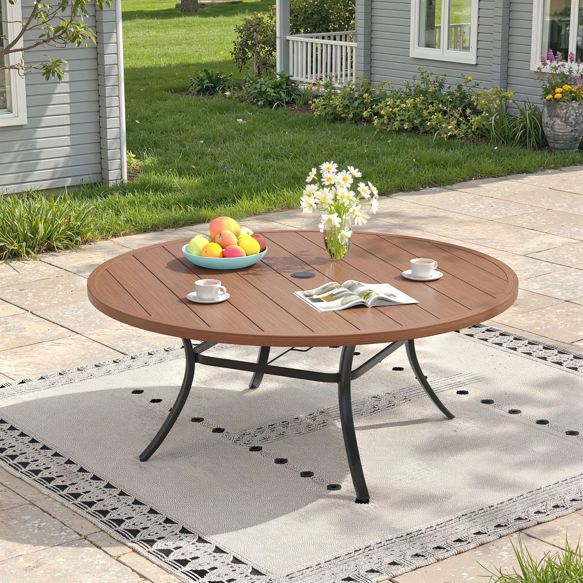 ARKOST 60 Inch Walnut Outdoor Dining Table