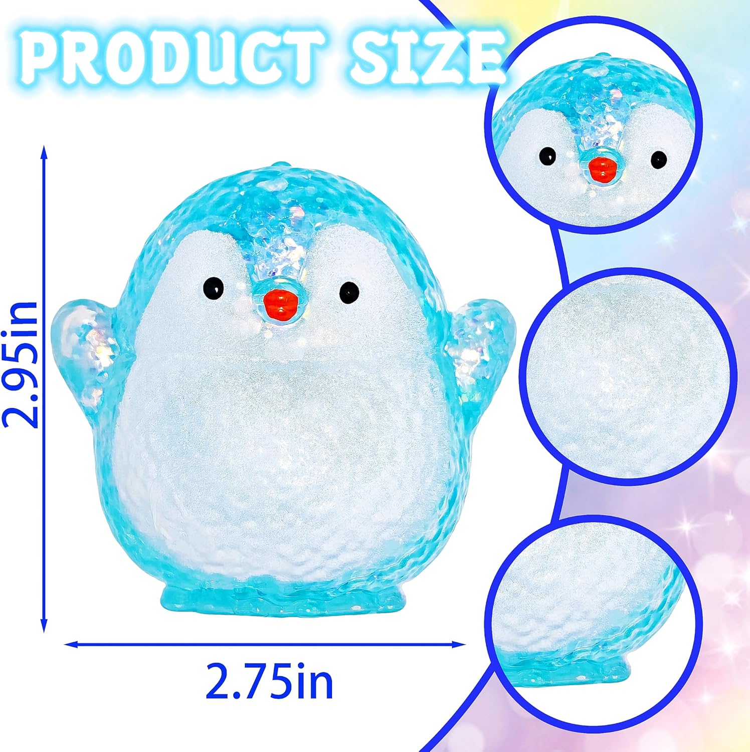 1Pcs Blue Penguin Sugar Stress Ball Squishy Toys for Kids Adults- Soft Cute Animals Squeeze Sensory Toy Anxiety & Stress Relief Squishy Penguin Sugar Ball for Birthday Classroom Prizes