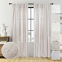 Vista 34 de Cortinas de lino semitransparentes con textura de cocina, 36 pulgadas de largo, cortinas pequeñas con bolsillo para barra, cortinas para cafetería