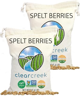CLEAR CREEK Spelt Berries | 8 lb 2-4 lb bags| Vegan | Non-GMO Project Verified | North American Grown