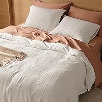 Vista 11 de Funda de edredón de algodón Tencel de doble puntada, funda de edredón tamaño King, juego de ropa de cama lujoso y suave de eucalipto lyocell