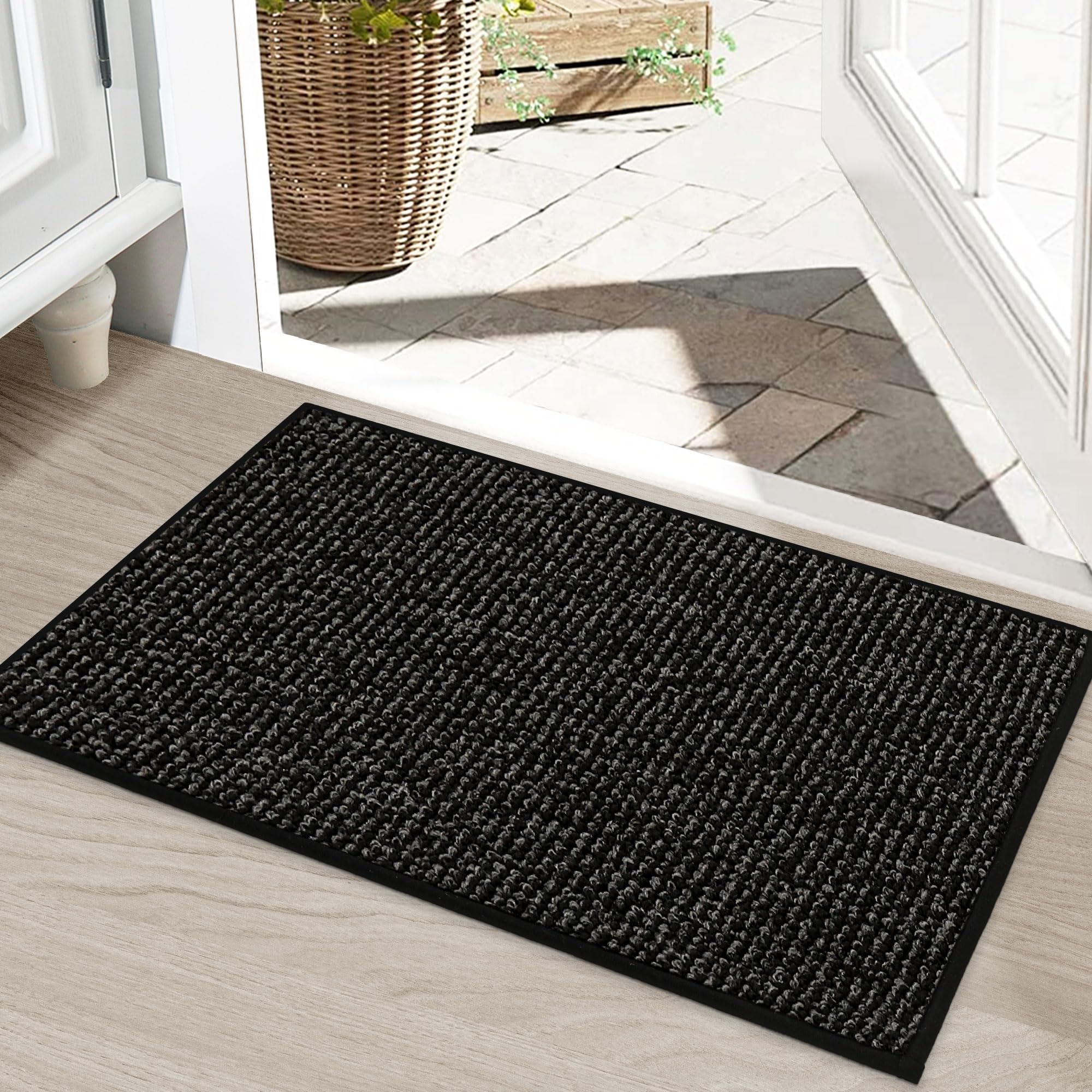 BEQHAUSE Doormat Indoor 50x80 cm, Dirt Trapper Door Mats Non-Slip, Low-Profile Indoor Mats, Resist Dirt Floor Mat Washable Entrance Mat for Front Back Door, Entryway, Hallway, Black โ image 1
