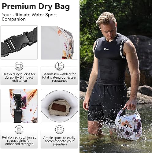Vista 2 de MARCHWAY - Bolso seco flotante e impermeable 1.322.645.287.9310.57 galones, parte superior enrollable, mantiene secos equipos de kayak rafting