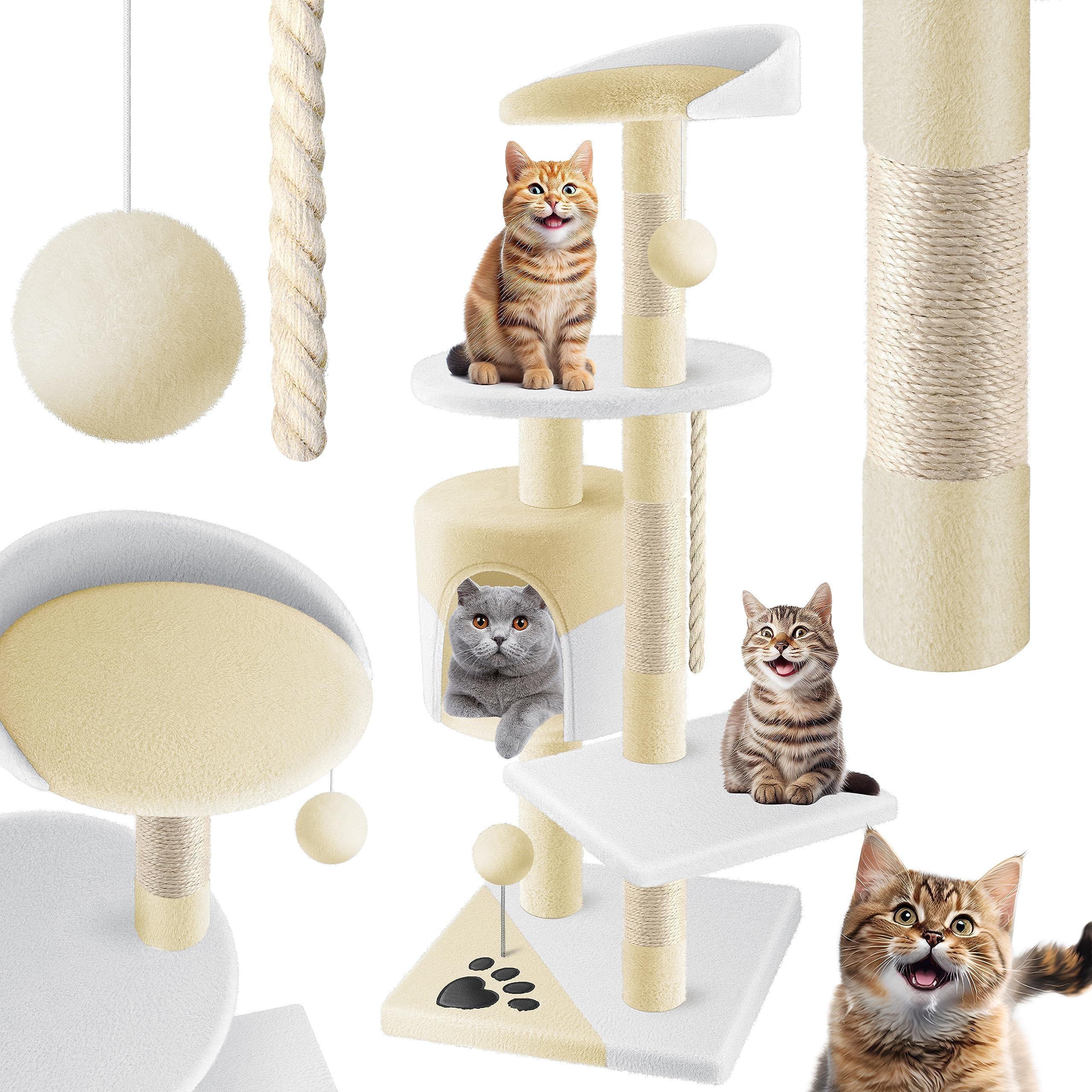 Docal Kletterturm Für Katzen – Kaktus-Design Mit Sisalstämmen & Obst-Plattformen, Platzsparend