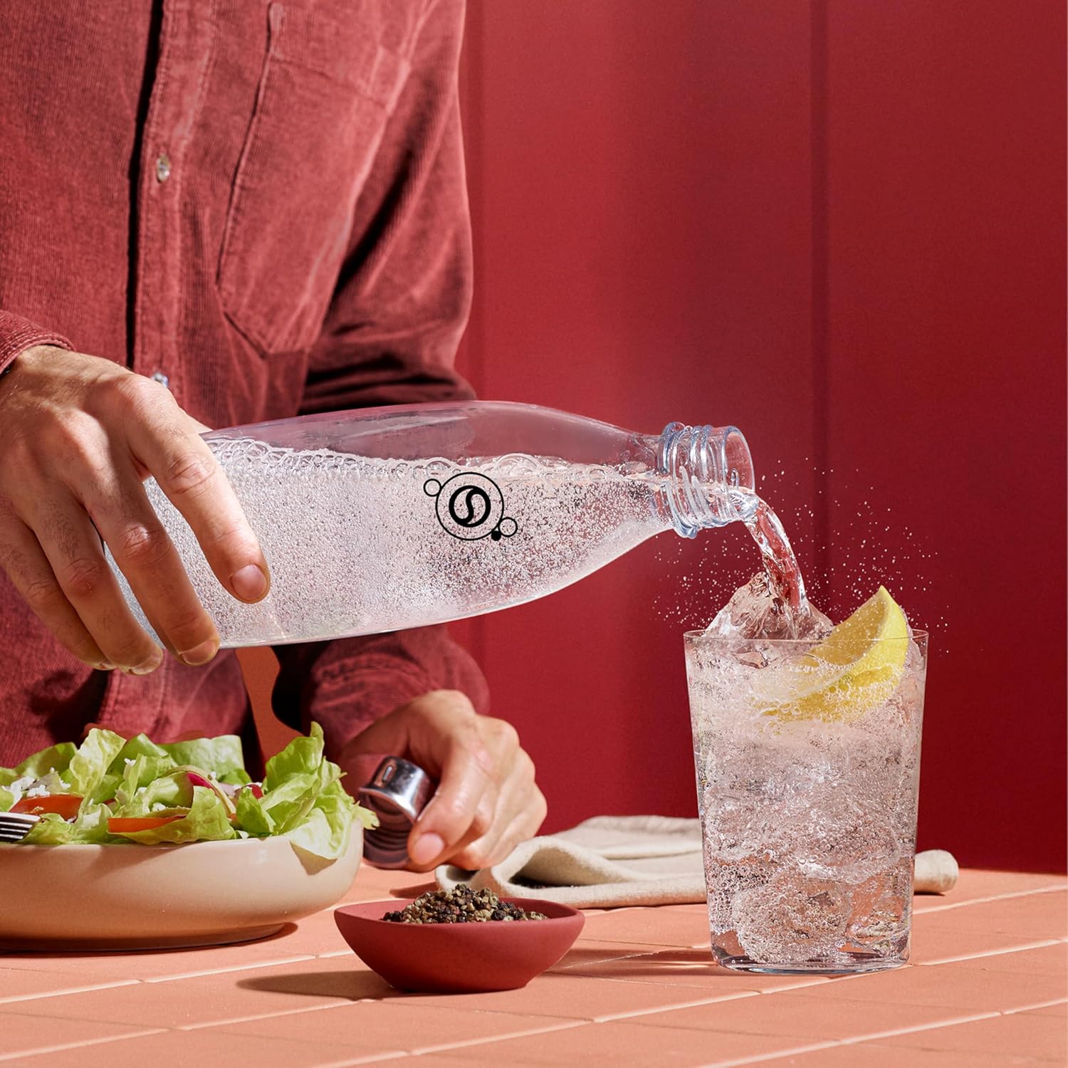 sodastream 1L Twin Pack Dishwasher Safe Slim Bottle (Black)