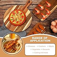 Vista 5 de Uiifan 3 tablas de cortar de madera de acacia con mango de madera para cortar charcutería, bandeja de servir en bloque de carnicero de varios