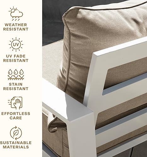 Vista 31 de Honeycomb - Asiento profundo para exteriores, 24 pulgadas de ancho x 23 pulgadas de profundidad, cojín para silla de exterior, rayas marfil y negro