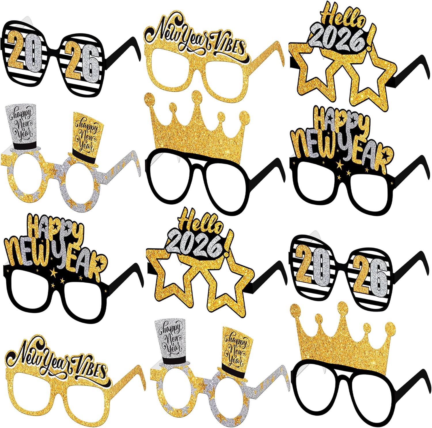 KatchOn, 2026 Glasses New Years - Pack of 12 | NYE Photo Booth Props, New Years Eve Party Supplies 2026 | 2026 New Years Glasses, New Years Decorations 2026 | New Years Photo Booth Props - Image 8