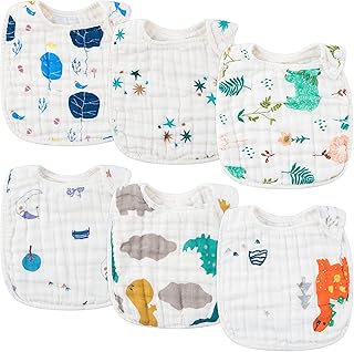WATINC Nursing & Feeding,Bibs,Dribble Bibs WATINC Newborn Bibs Absorbent Baby Feeding Teething Bibs Soft Organic Cotton Adjustable Snaps Bibs Burp Cloths for Babies, Layer Burp Cloth Button Bib for Baby Shower Birthday Gift, 0-12months