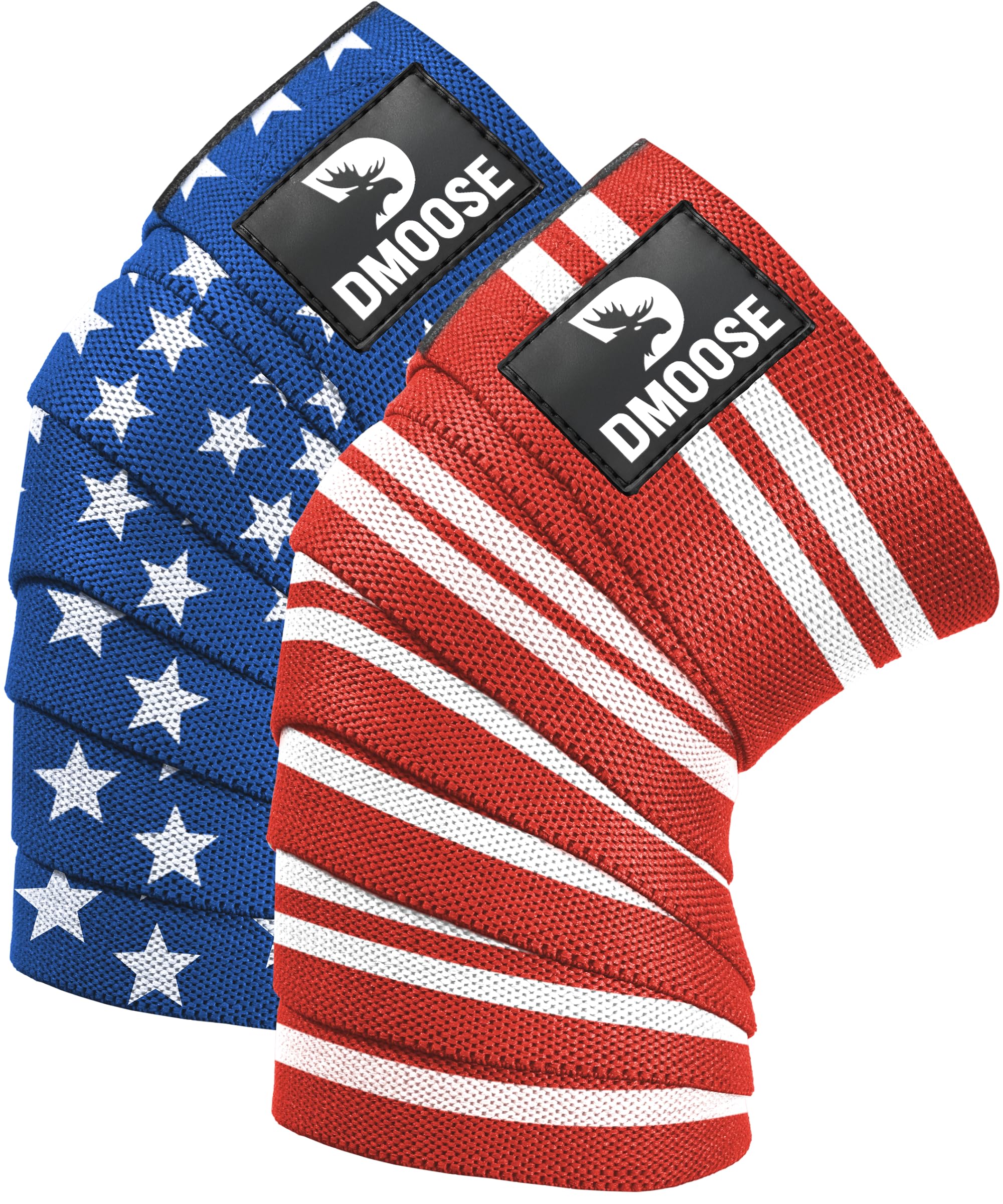 DMoose Fitness Knee Wraps â‚¬â€œ Strong Fastening Straps, Durable Stitching â‚¬â€œ Heavy Duty 78" Elastic Compression Knee Straps to Enhance Your Powerlifting. â‚¬