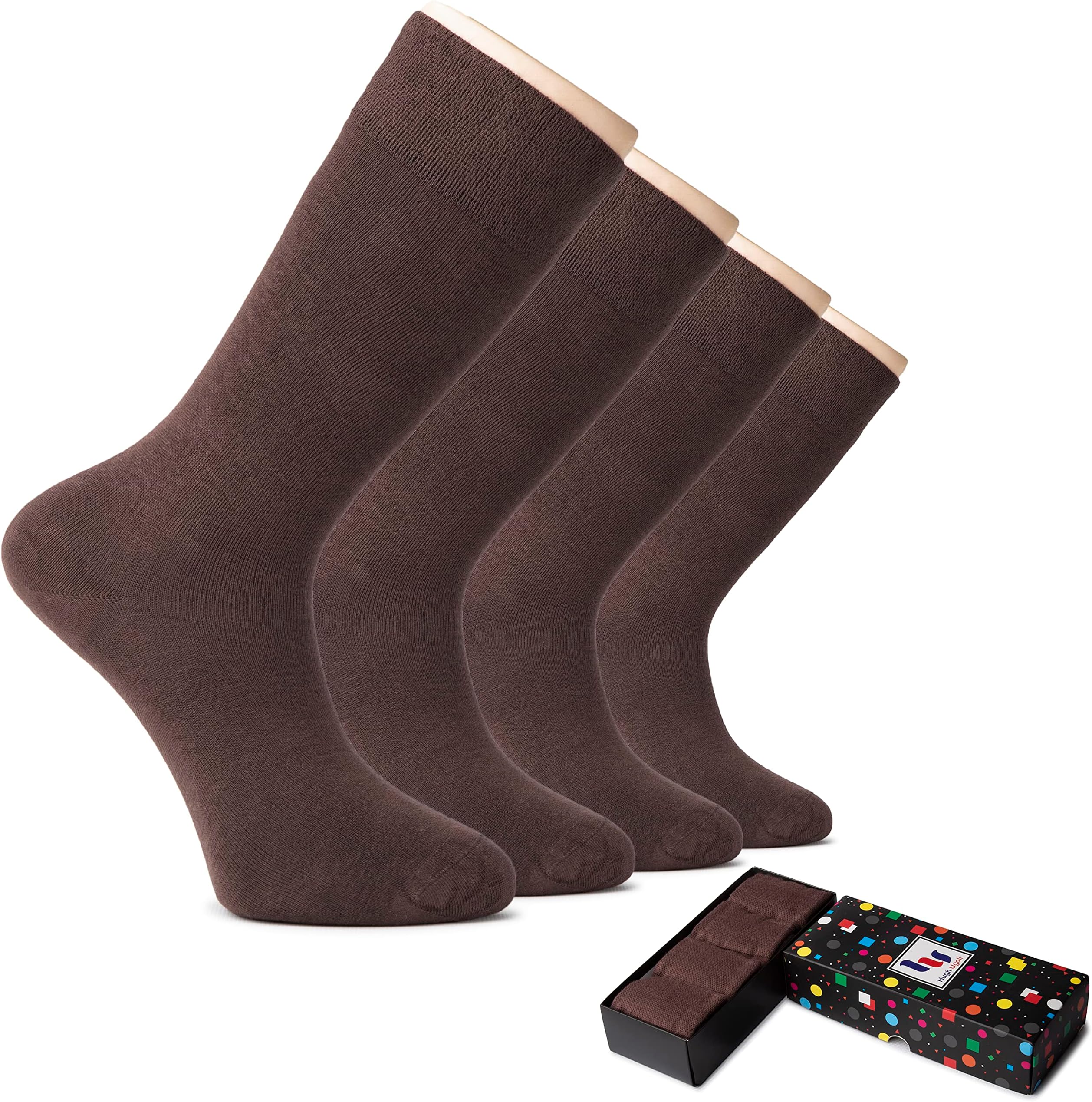 Men's Rayon Derived from Bamboo Dress Socks for Business & Trouser, Thin & Seamless Crew Socks, 4 Pairs Size 8-12