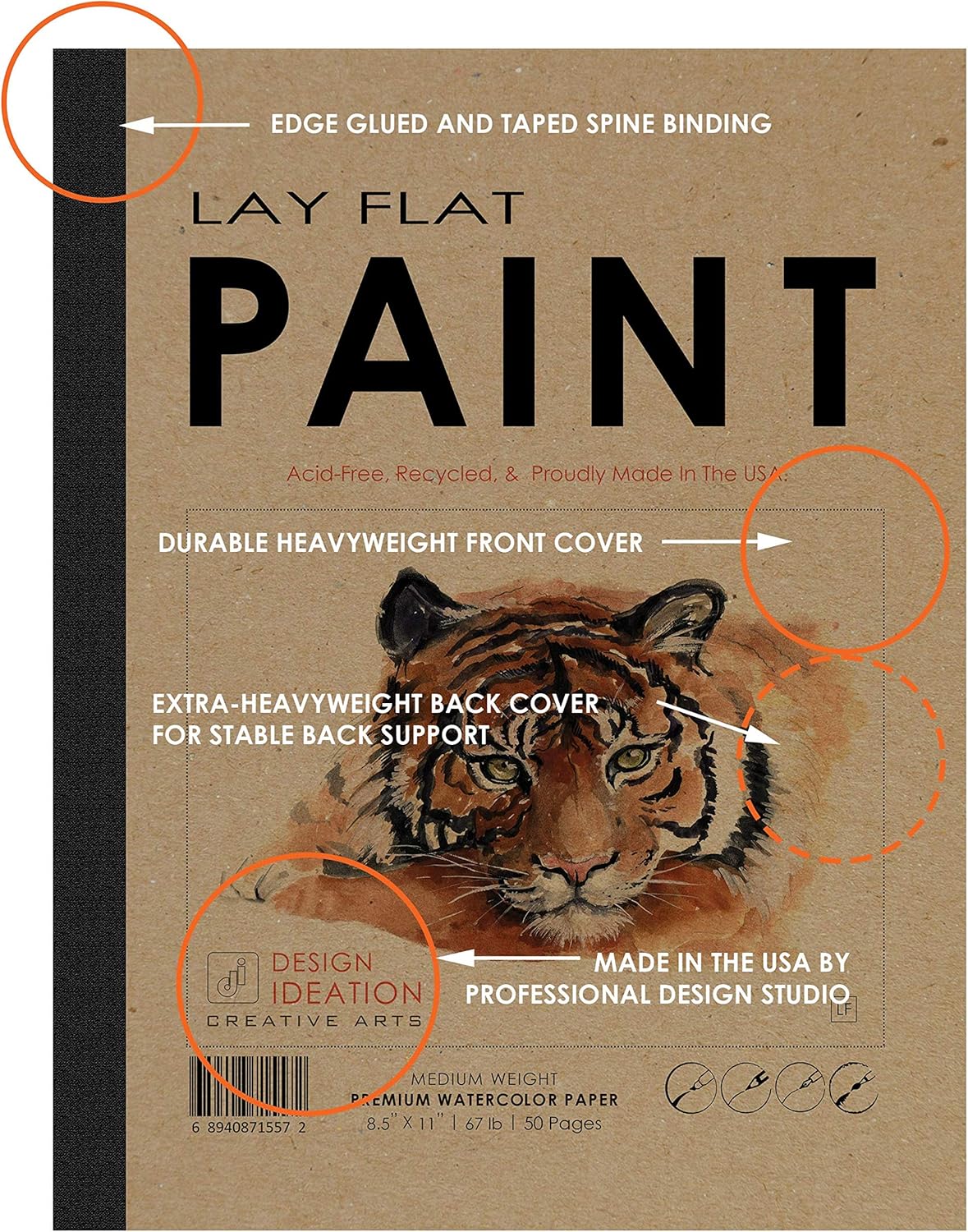 Design Ideation Lay Flat Paint. Removable Sheet Watercolor Sketchbook. Premium Paper. Smart-Bind Reinforced Lay Flat Binding. (8.5" x 11") LF-2550-LS (5 Book Value Pack)