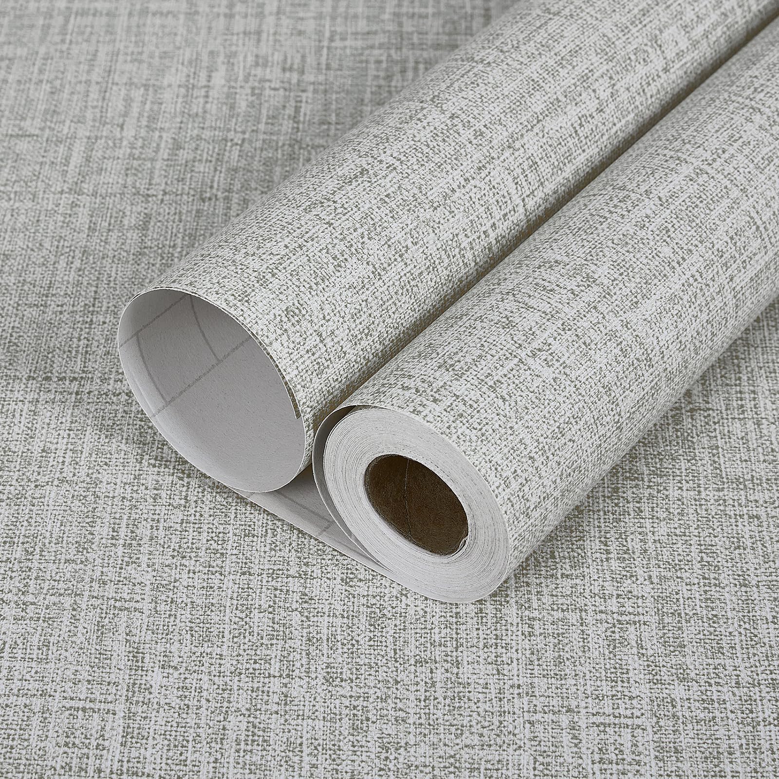 Papier peint autocollant aspect lin gris Warmiehomy revêtement vinyle qualitatif pour meuble