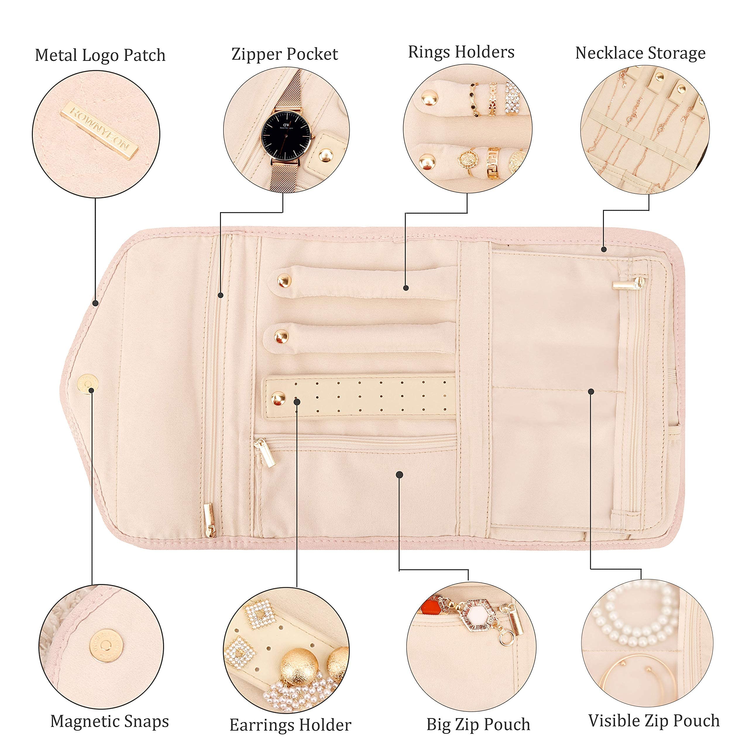 Maciun Sieraden Organizer Roll, Opvouwbare Sieraden Pouch Voor Verschillende Sieraden - Tangling Sieraden Organizer Roll Voor Ringen, Kettingen, Armbanden, Oorbellen