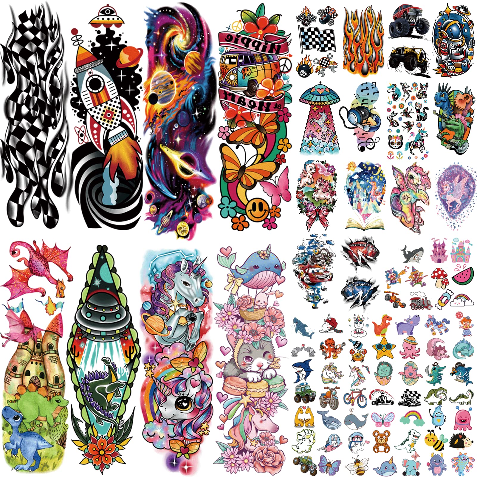 Pack De 30 Hojas De Tatuajes Temporales Infantiles – Brillan En La Oscuridad, Diseños De Unicornios, Dinosaurios, Astronautas Y Más