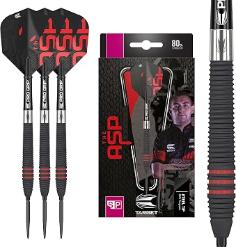 Target Darts Nathan Aspinall The Asp Black 80% Tungsten Swiss Point Steel Tip Darts Set