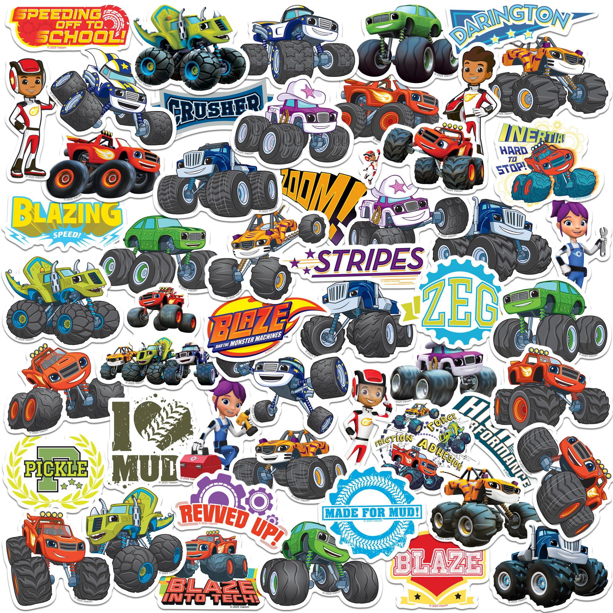 Blaze and The Monster Machines Variety 50ct Vinyl Large Deluxe Stickers Variety Pack - Laptop, Water Bottle, Scrapbooking, Tablet, Skateboard, Indoor/