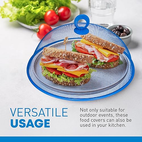 Miniatura 3 de Paraguas de campaña con pantalla de malla metálica 1075 pulgadas reutilizables para picnic al aire libre red de cubierta de alimentos mantiene fuera