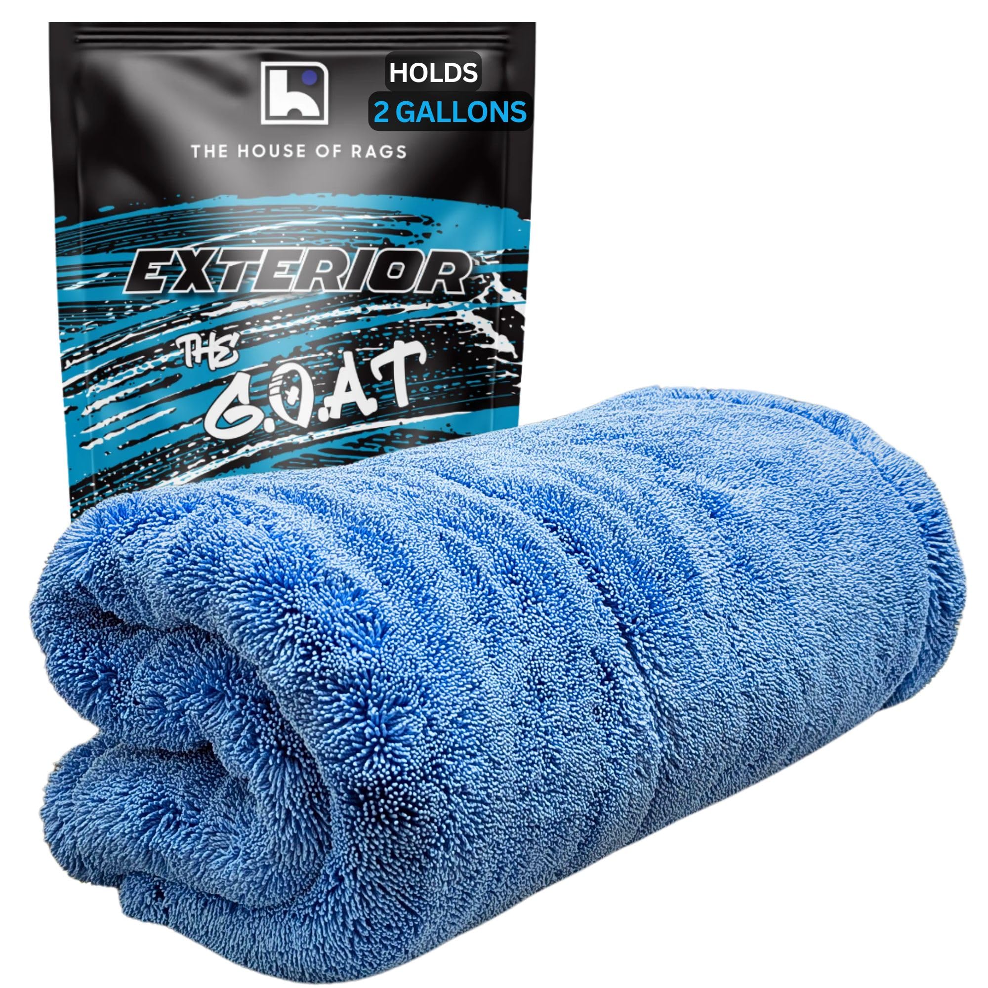 The G.O.A.T - Toalla de secado de microfibra absorbente, calidad coreana 70/30, para detalles de automóviles, camiones, SUV, 30 x 30 pulgadas, bucle giratorio, 2300 g/m², azul